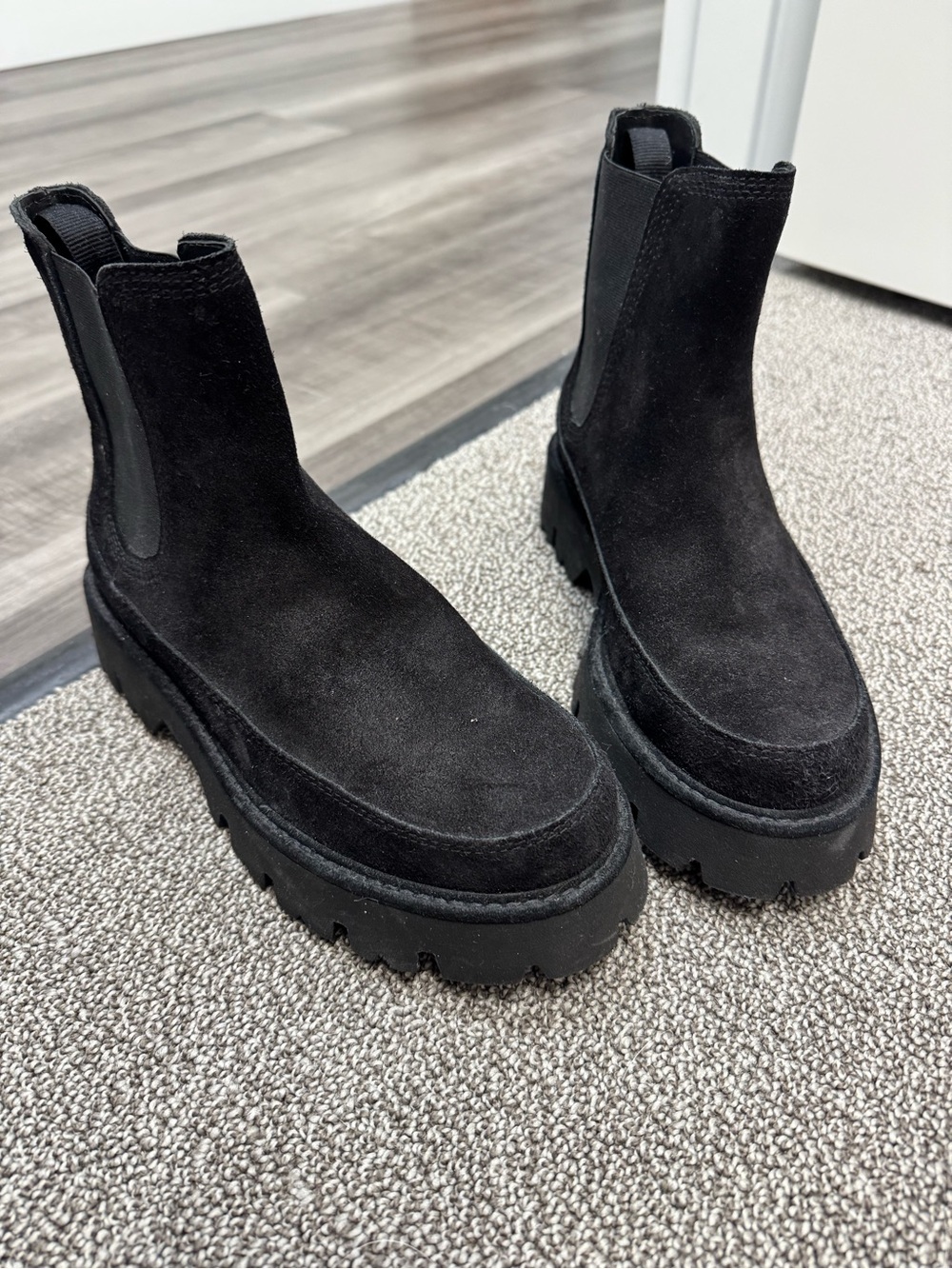 Pedro Garcia Black Suede Lug Chelsea Boot